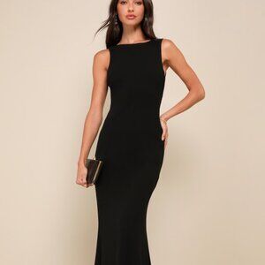 Love In Your Eyes Black Knotted Mermaid Maxi Dress - Size S